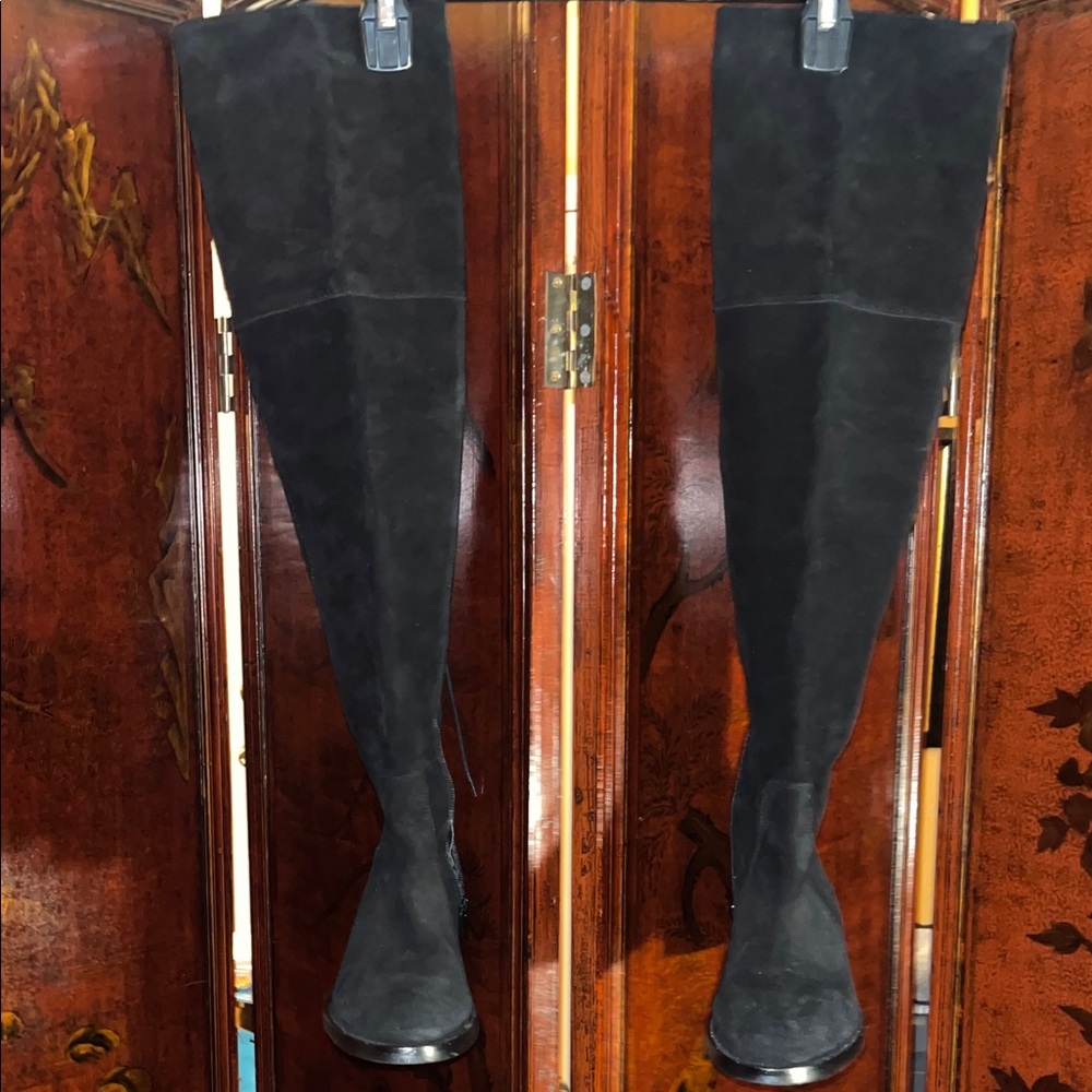 Elegant Black Lace-Up Over-the-Knee Boots